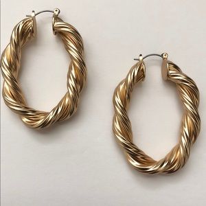 Vintage Anthropologie Yellow Gold Twisted Hoops